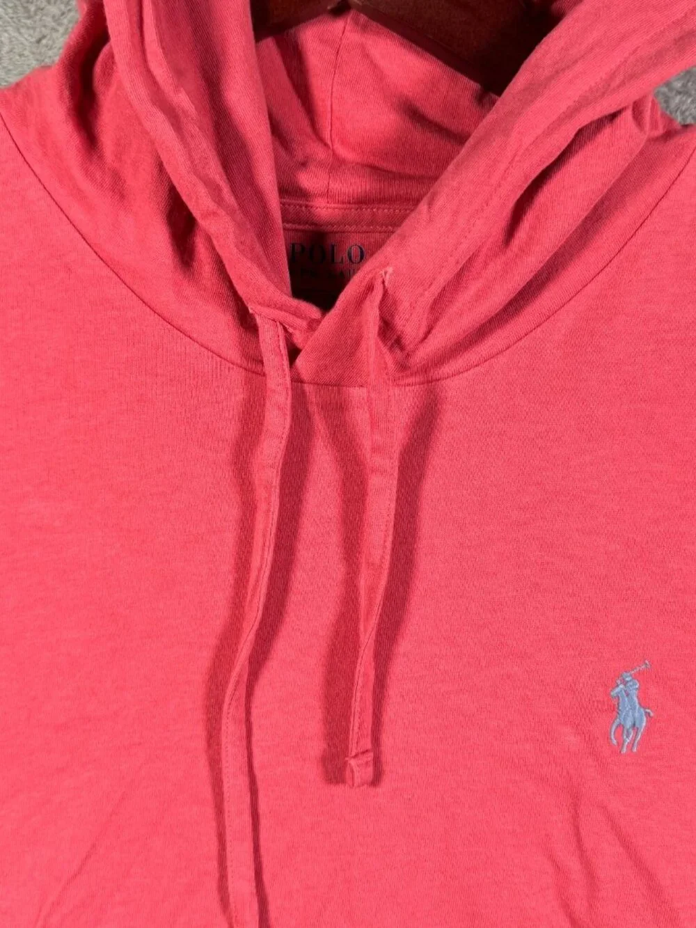 Polo Ralph Lauren T Shirt Hoodie Mens M Pink Blue Pony Pullover *FLAW
